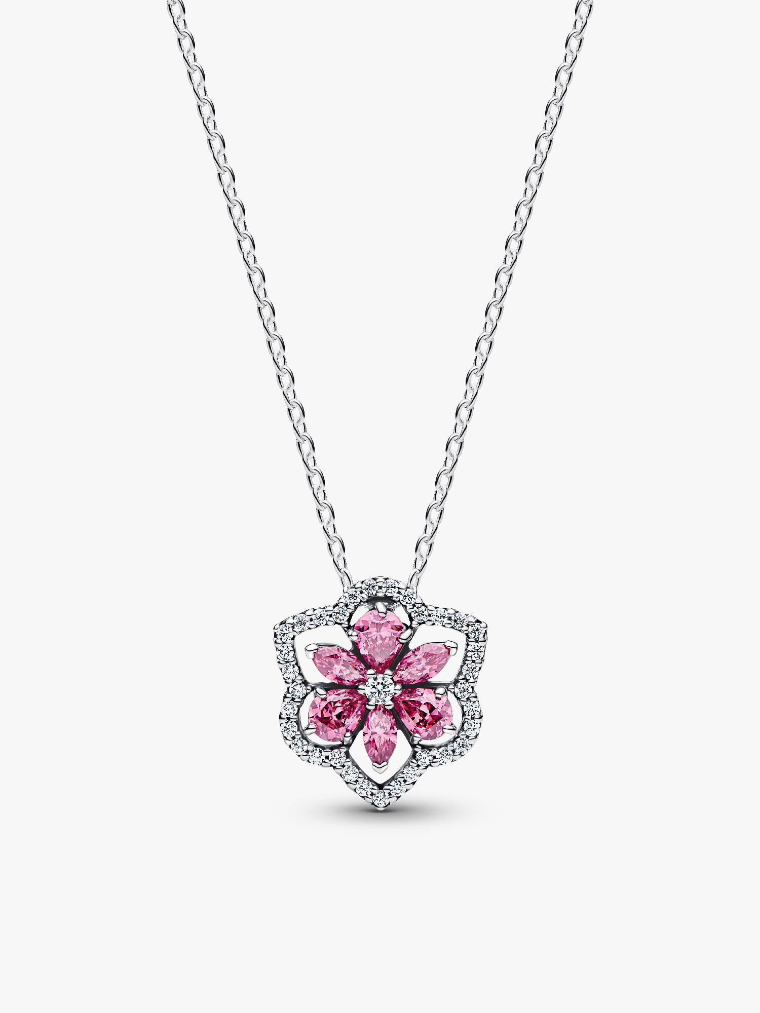 Collar con dije colgante Herbario Flor rosa reluciente