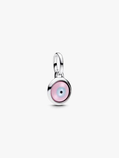 Mini charm colgante grabable de vidrio Murano con ojo protector