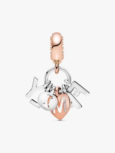 Charm Colgante Colgante Familia Bañado en Oro Rosa de 14k