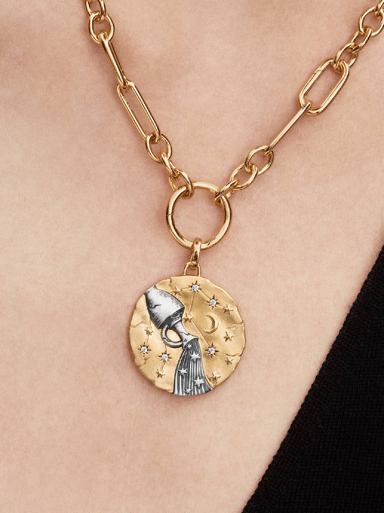 Charm medallón extra grande medallón del signo del zodiaco Acuario
