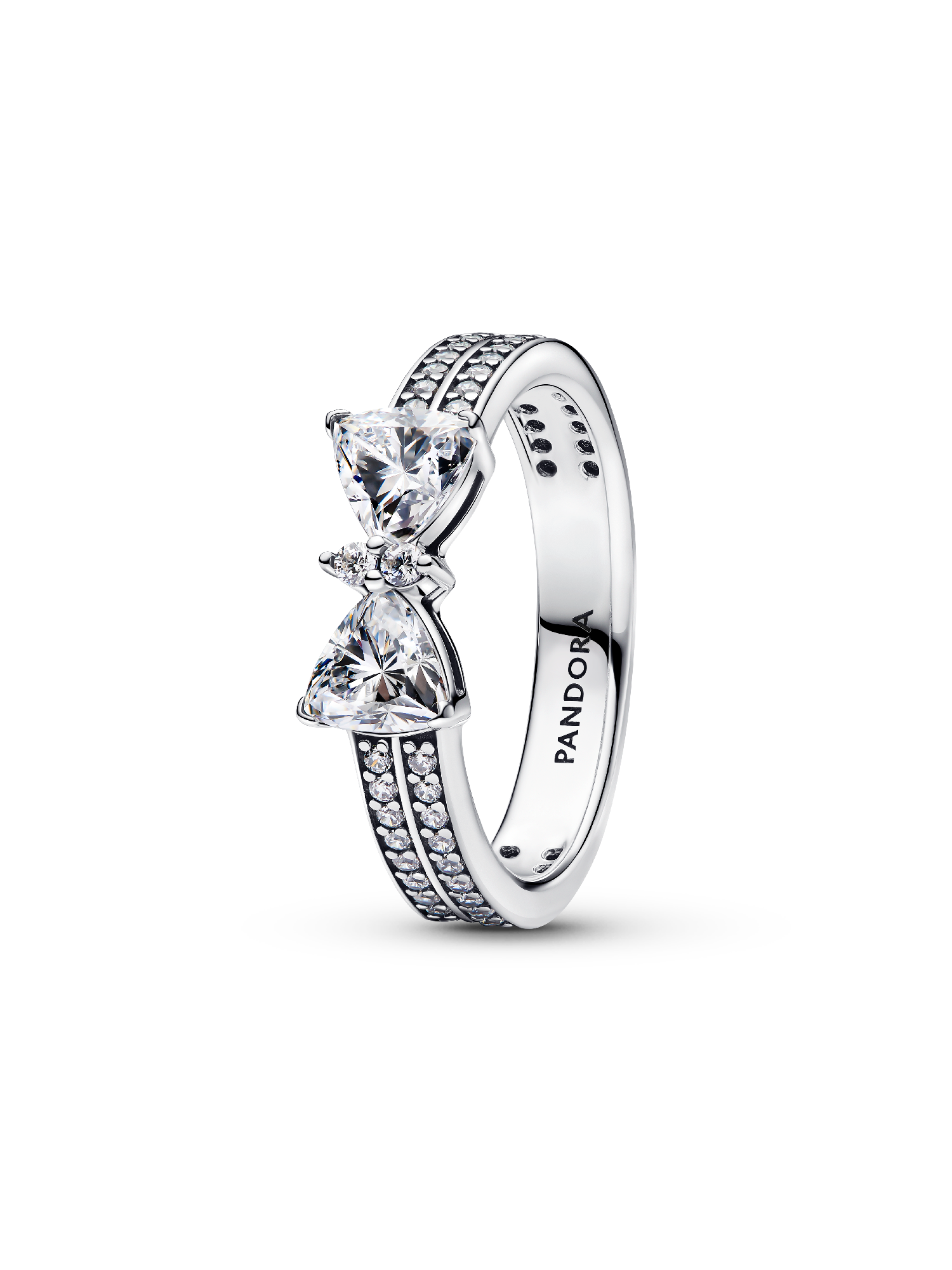 Anillo lazo brillante doble fila