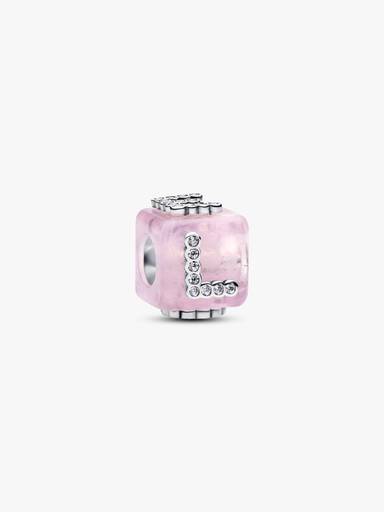Charm Cubo de amor de cristal de Murano rosa