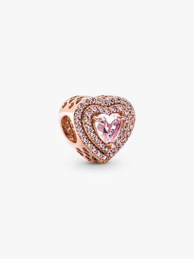 Charm Corazon Nivelado Brillante Bañado en Oro Rosa 14k