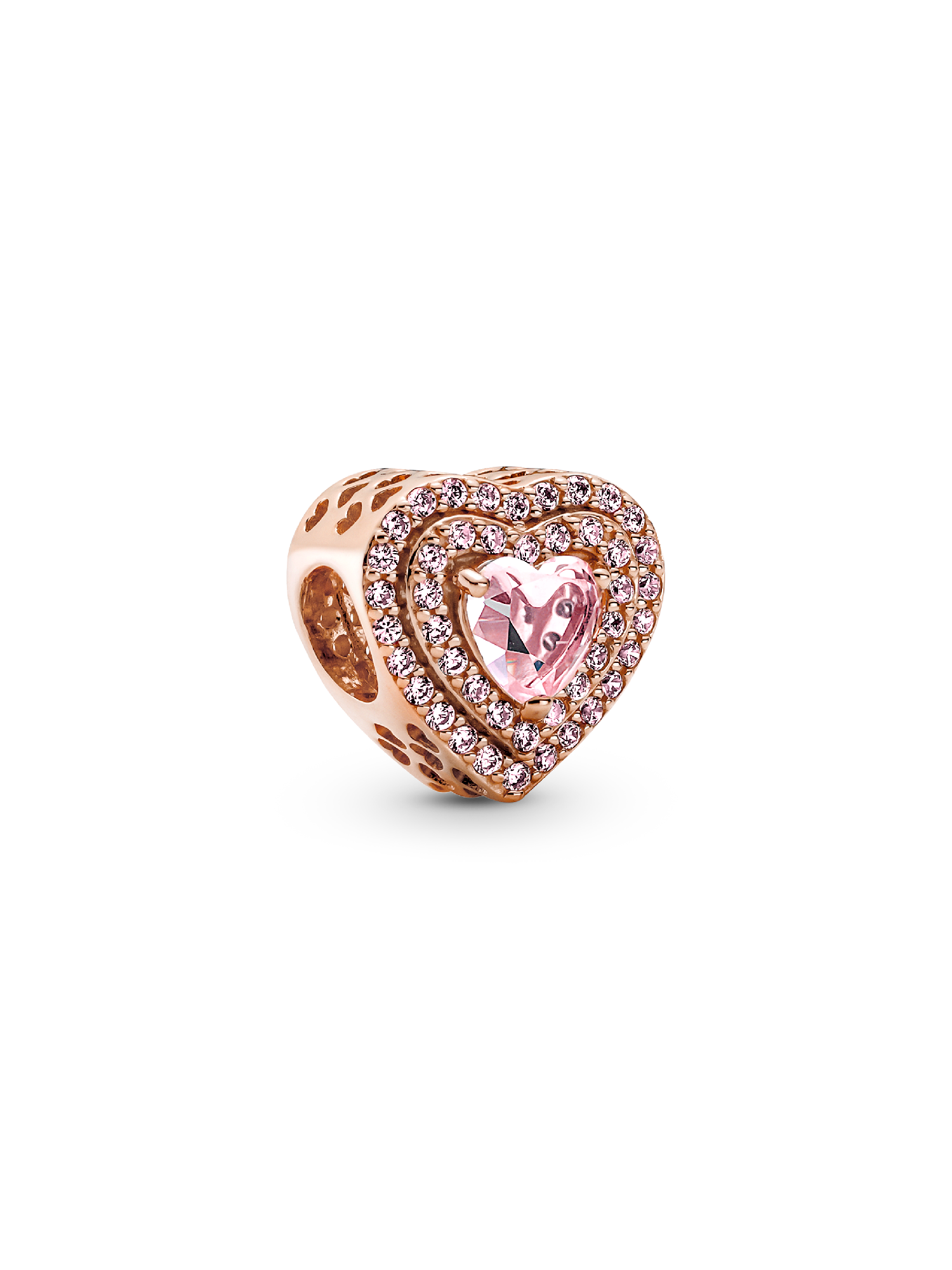 Charm Corazon Nivelado Brillante Bañado en Oro Rosa 14k