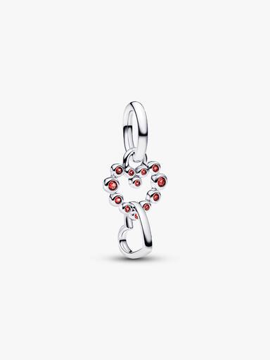 Charm Colgante Corazon Conectado y Gemas Rojas