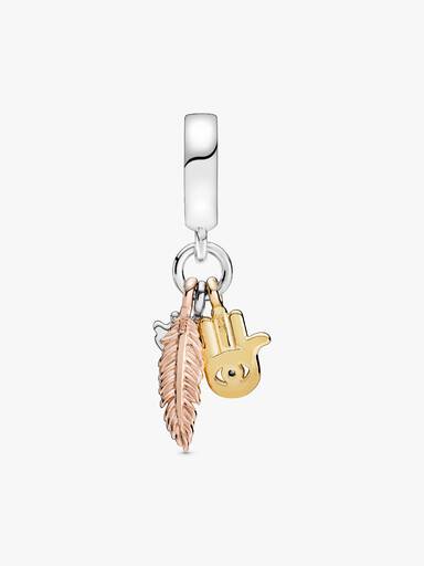 Charm Colgante Espiritualidad Jamsa, Ojo que Todo lo Ve y Pluma Talla única