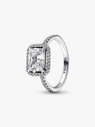 Anillo Halo Rectangular Brillante