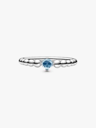 Anillo de cuentas con piedra natal de marzo