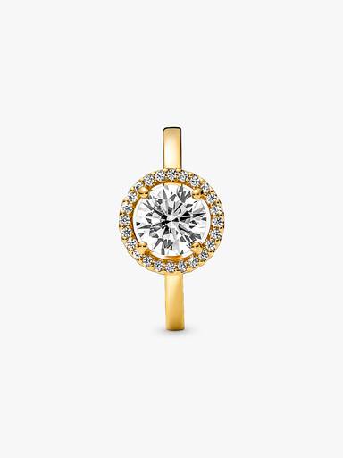 Anillo Halo Redondo Brillante Bañado En Oro De 14K
