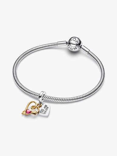 Charm Dije Doble Corazón Grabable y Flecha