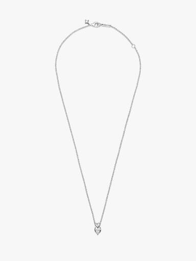 Collar Collier Con Pendiente De Corazón Doble Reluciente