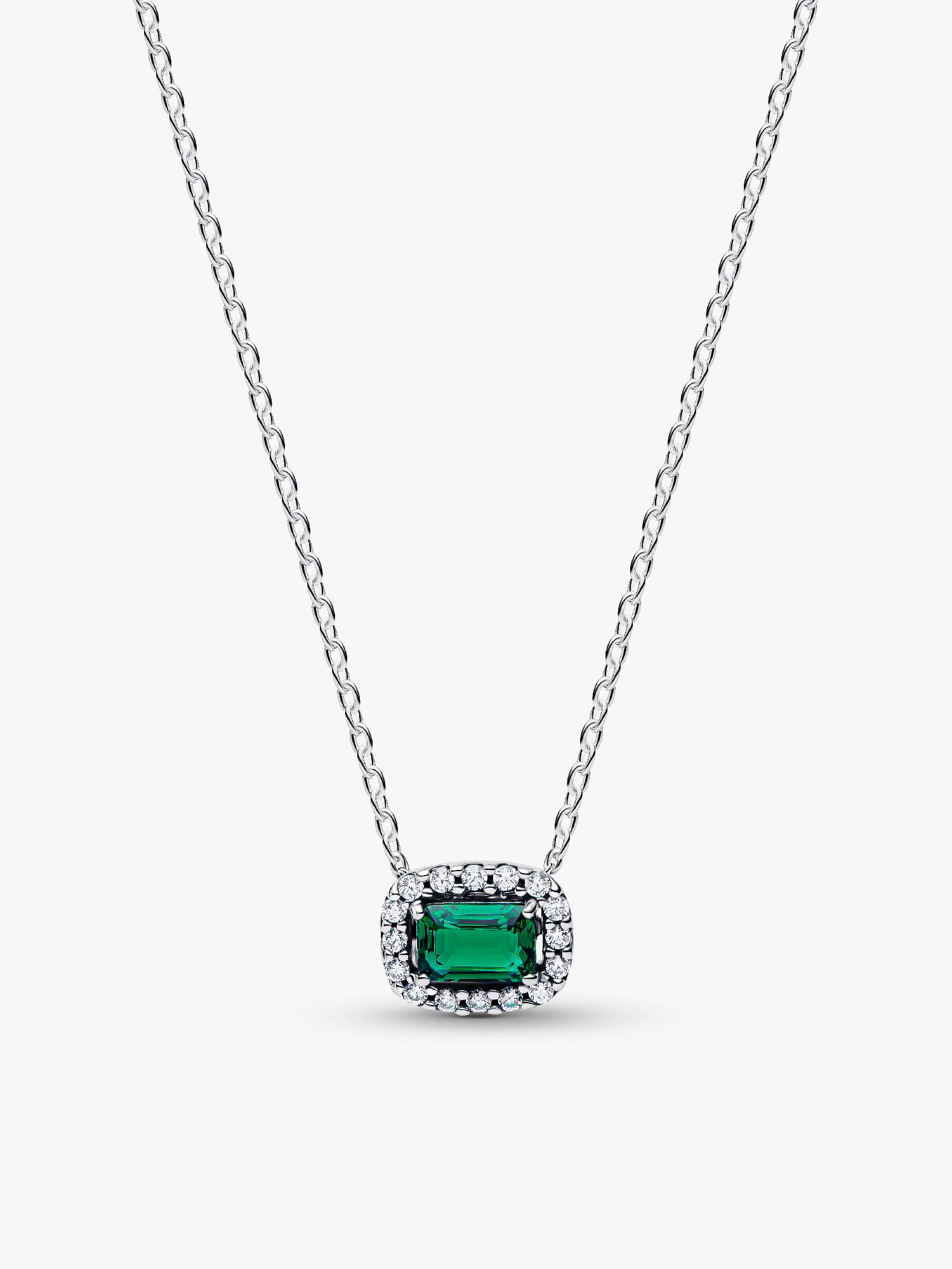 Collar con pendiente Halo Rectangular verde Brillante