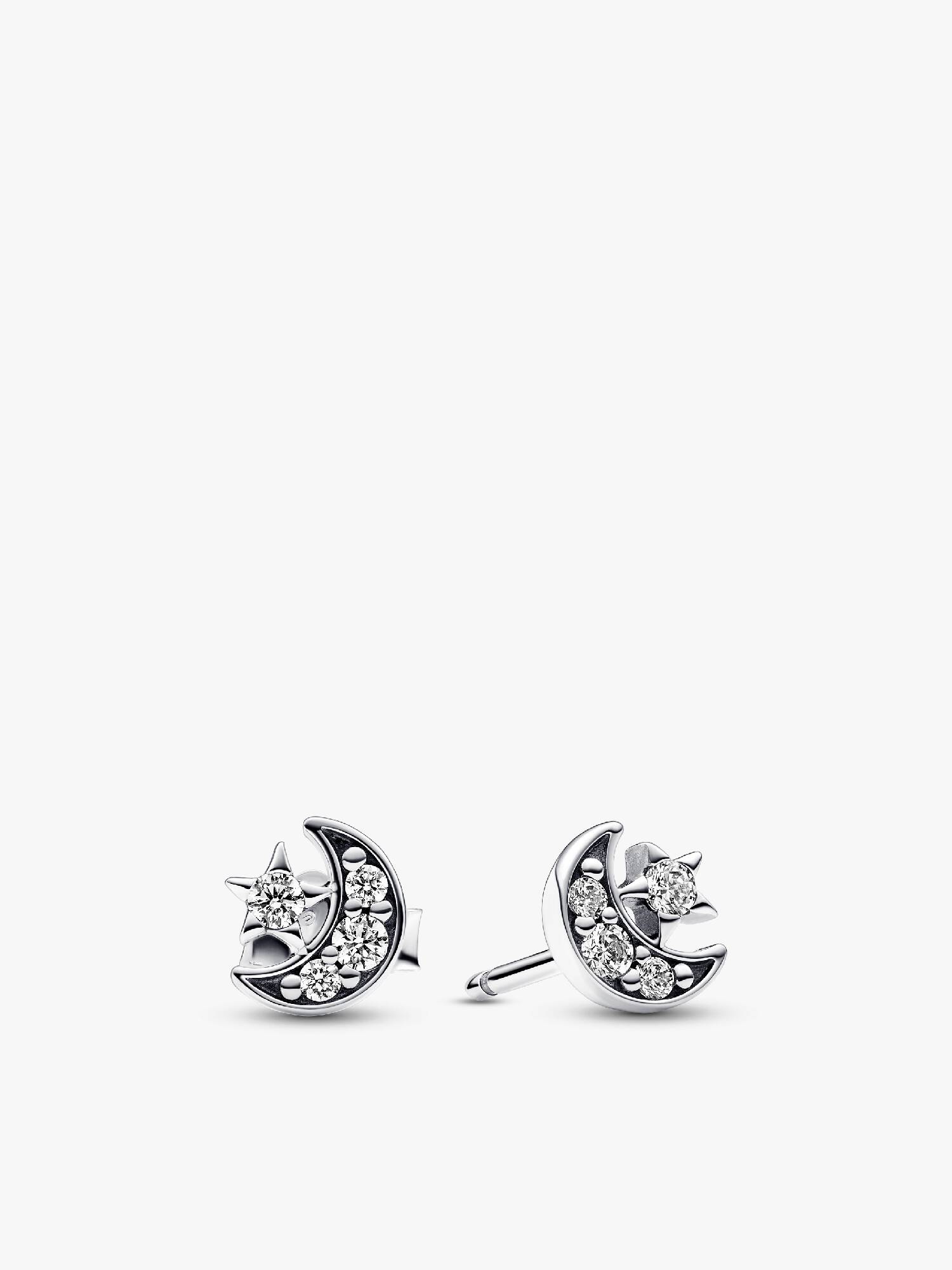 Aros de Botón Luna y Estrella Brillantes