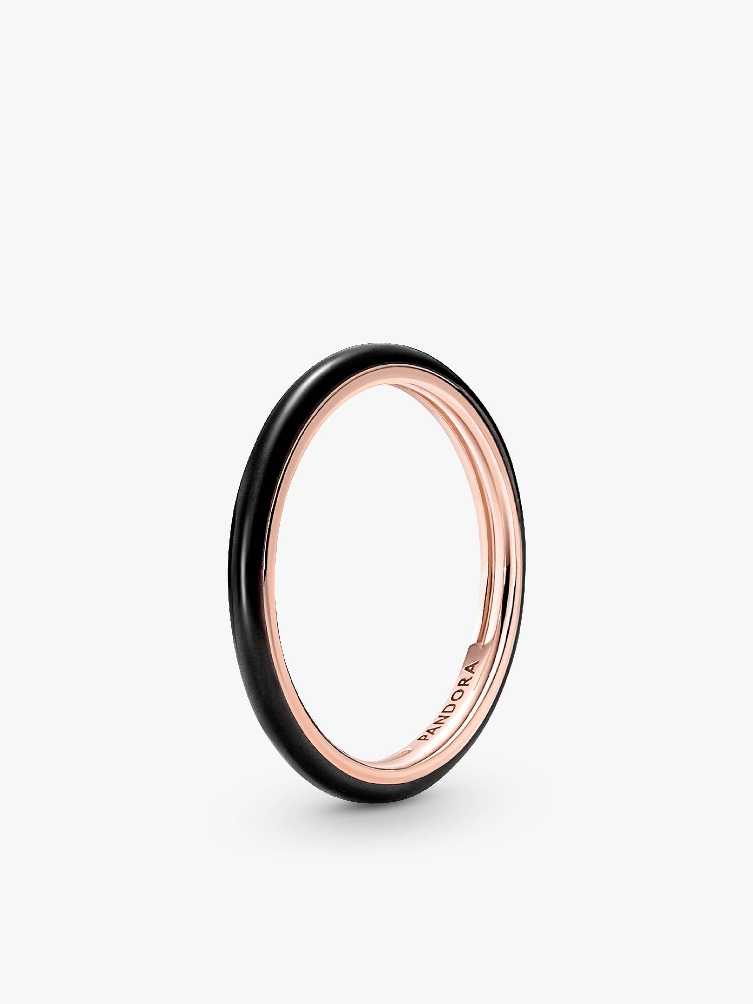 Anillo Con Esmalte Negro Pandora Me Recubrimiento En Oro Rosa 14k 44