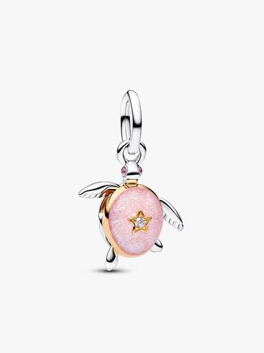 Charm Colgante Tortuga Marina Rosa con Diamante Cultivado en Laboratorio