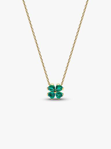 Collar con dije colgante Trébol de la suerte verde