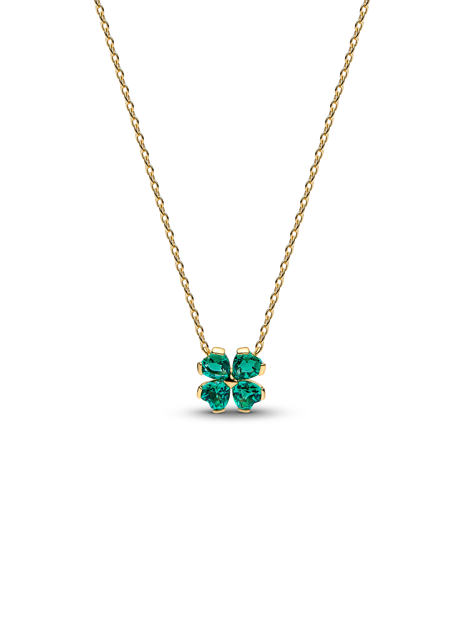 Collar con dije colgante Trébol de la suerte verde
