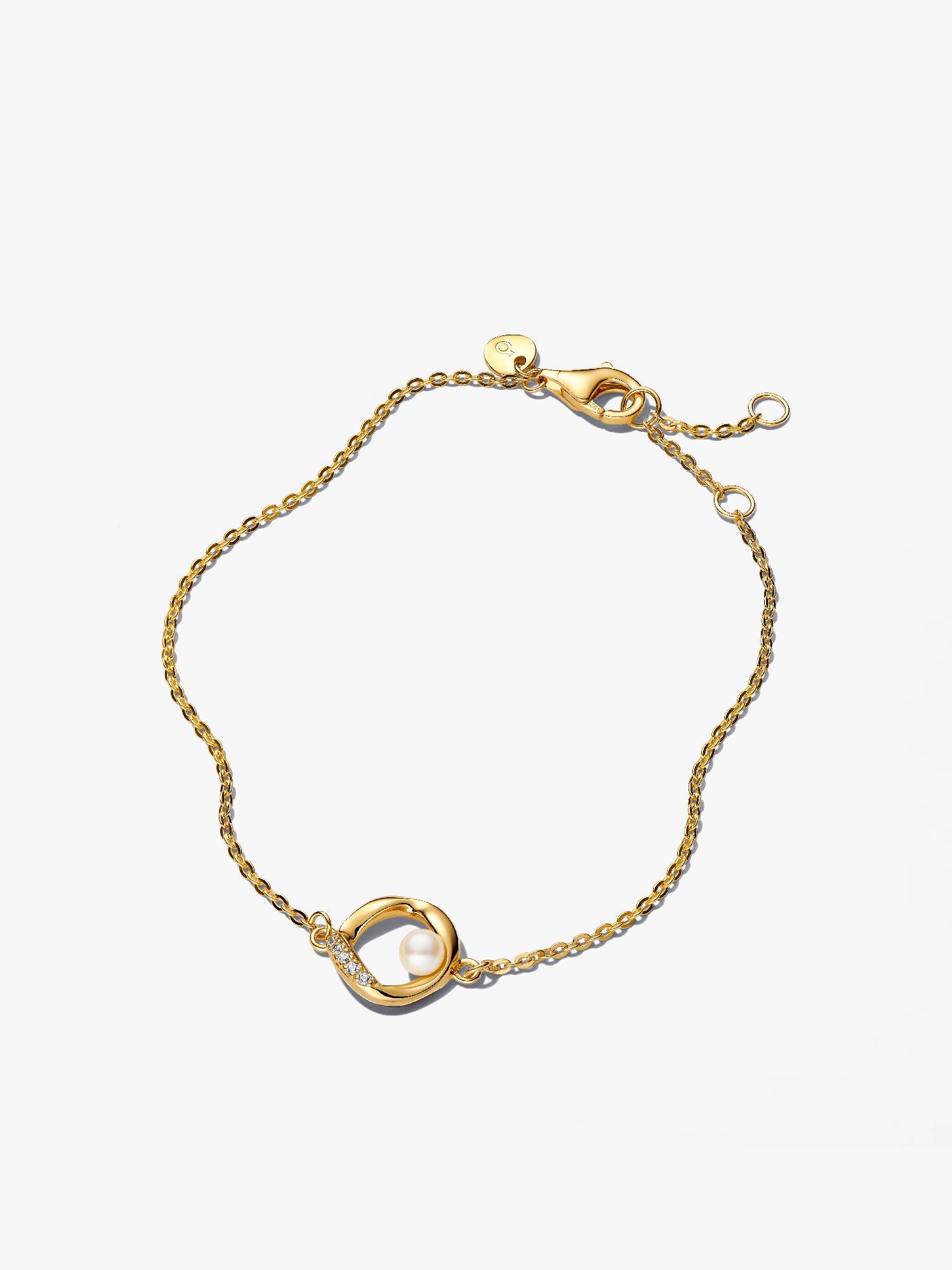 Pulsera Círculo en Pavé con Forma Orgánica y Perla Cultivada de Agua Dulce Tratada