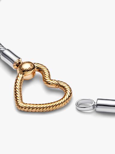 Brazalete cadena de serpiente con broche de corazón Pandora Moments Bañado en Oro de 14k