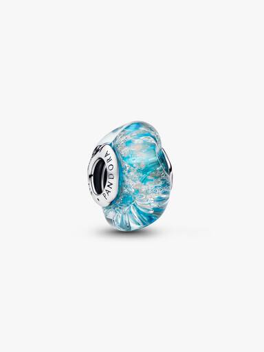 Charm de cristal de Murano turquesa y brillo