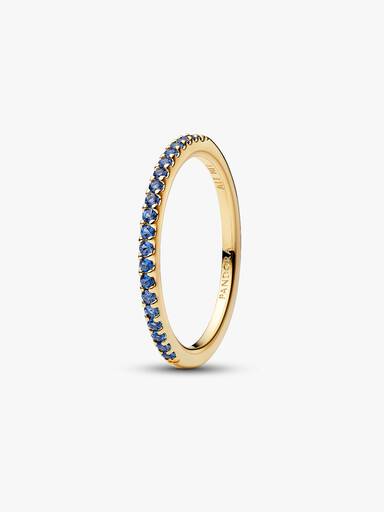 Anillo de media eternidad azul brillante