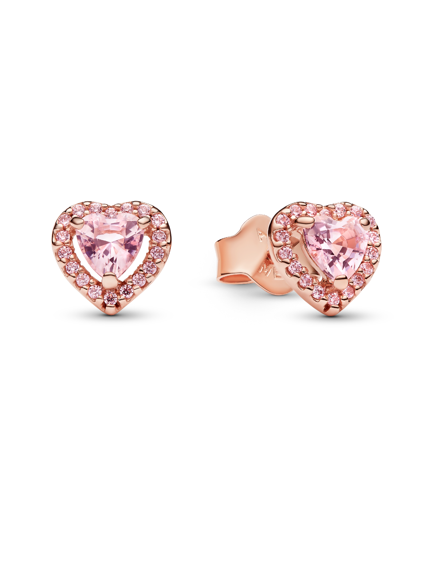 Aros tipo stud de corazón elevado color rosa