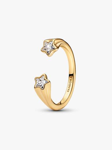Anillo Abierto Estrellas Fugaces Dorado