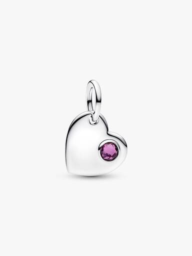 Charm Colgante Piedra Púrpura de Corazón Grabable