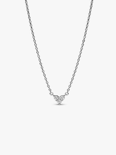 Collar Corazón triple Gema Plateado