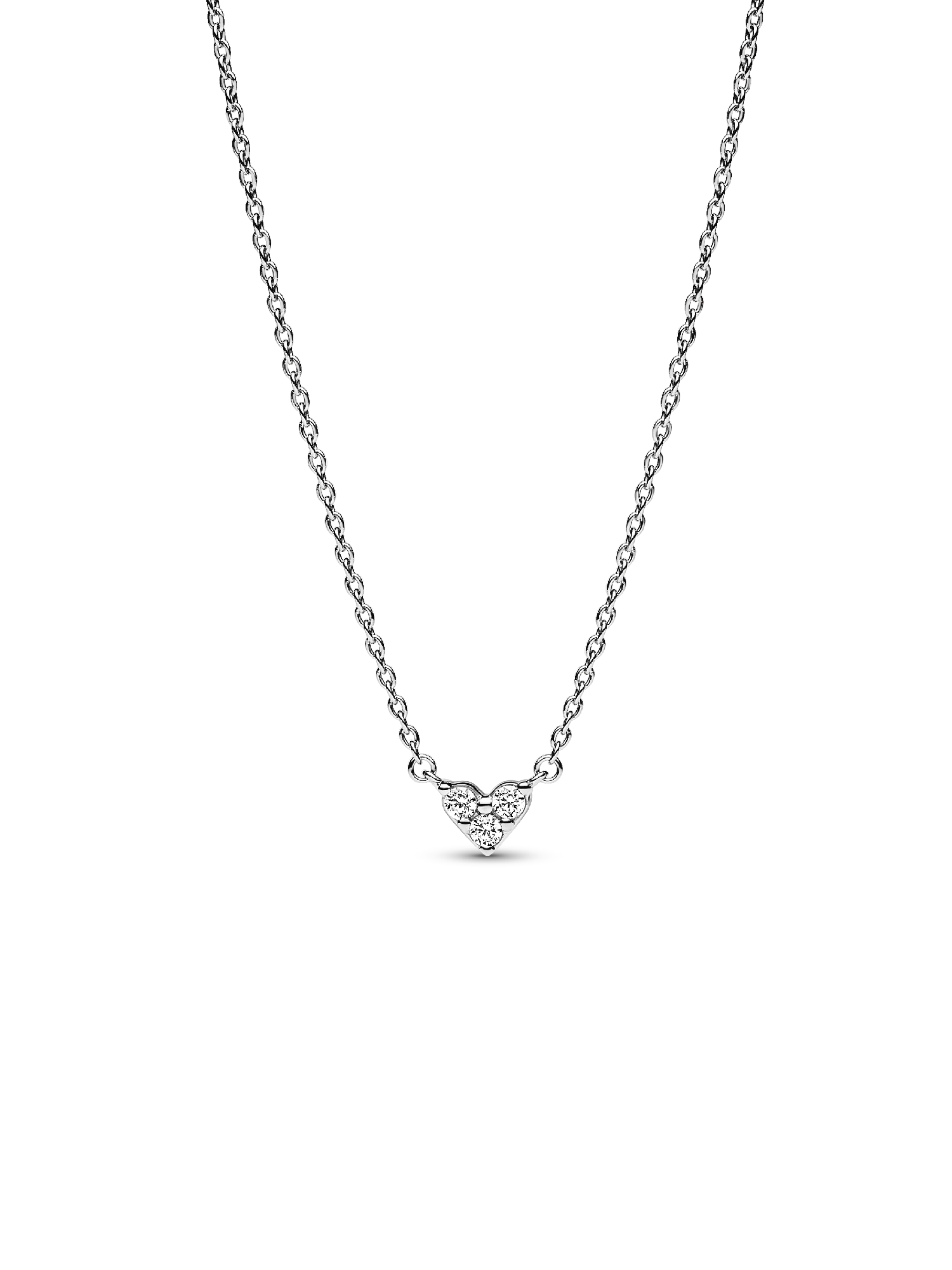 Collar Corazón triple Gema Plateado