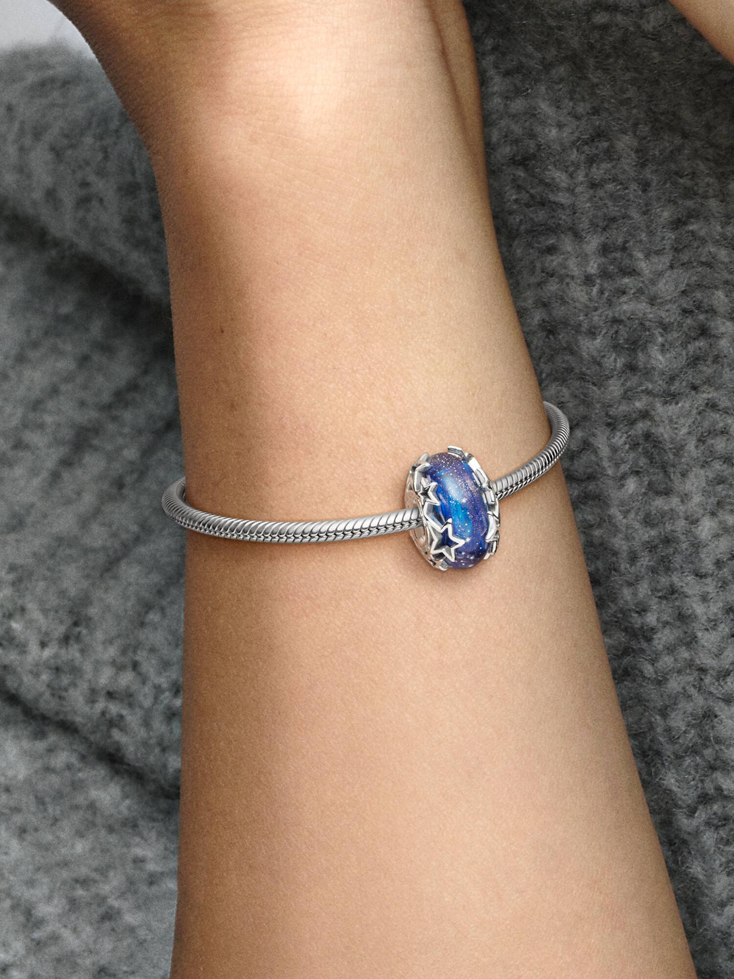 Charm De Cristal De Murano En Plata De Ley Galaxia & Estrella