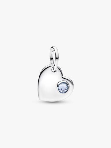 Charm Colgante Corazón de piedra Azul Aguamarina Grabable