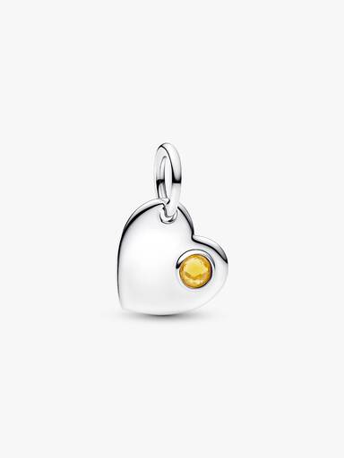 Charm Colgante Corazón Grabable de piedra color Miel