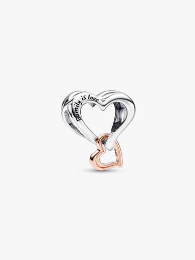 Charm de dos tonos Corazón calado con infinito Bañado en Oro Rosa de 14k
