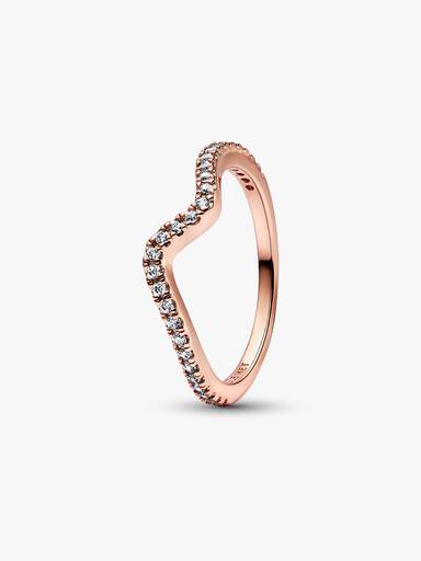 Anillo Ola Brillante Rosa 54