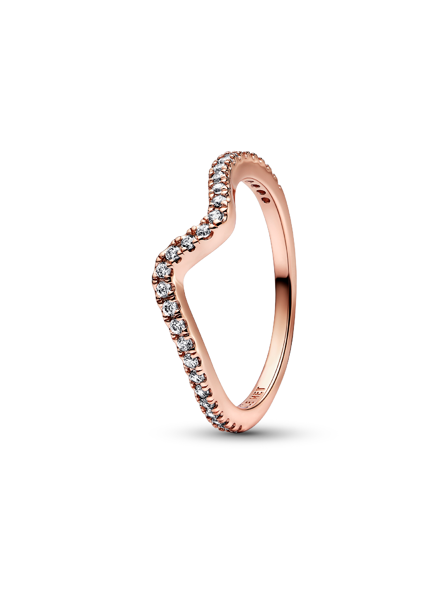 Anillo Ola Brillante Rosa 54