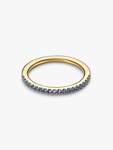 Anillo de media eternidad azul brillante