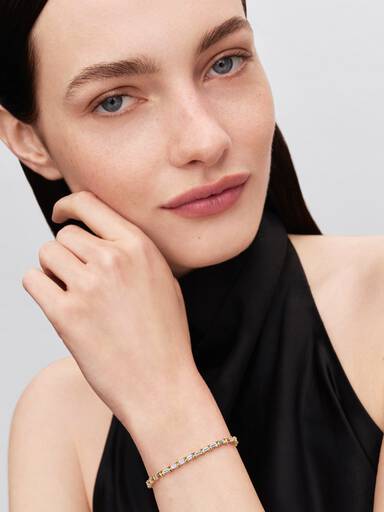 Brazalete de tenis baguette brillante