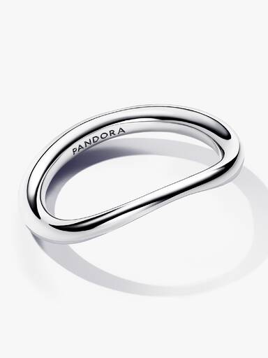 Anillo Banda Forma Orgánica Plata