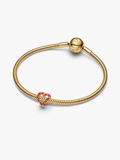 Charm de corazón calado bastón de caramelo