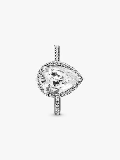 Anillo con halo brillante en forma de gota
