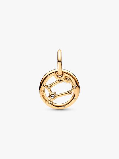 Charm Colgante Zodiaco Géminis Recubrimiento en Oro de 14k Talla única