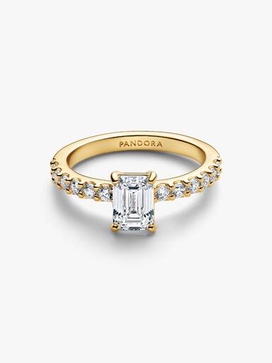 Anillo Halo Rectangular Brillante