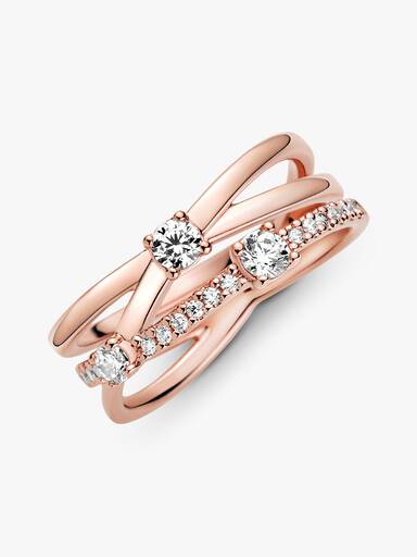 Anillo Banda triple resplandeciente
