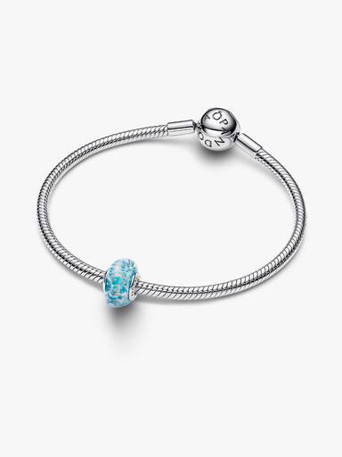 Charm de cristal de Murano turquesa y brillo