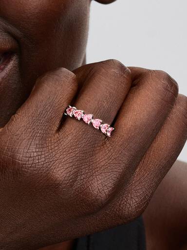Anillo Alianza de Corazones Rosas 54