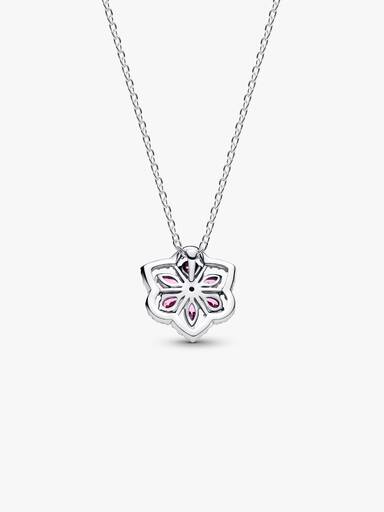 Collar con dije colgante Herbario Flor rosa reluciente