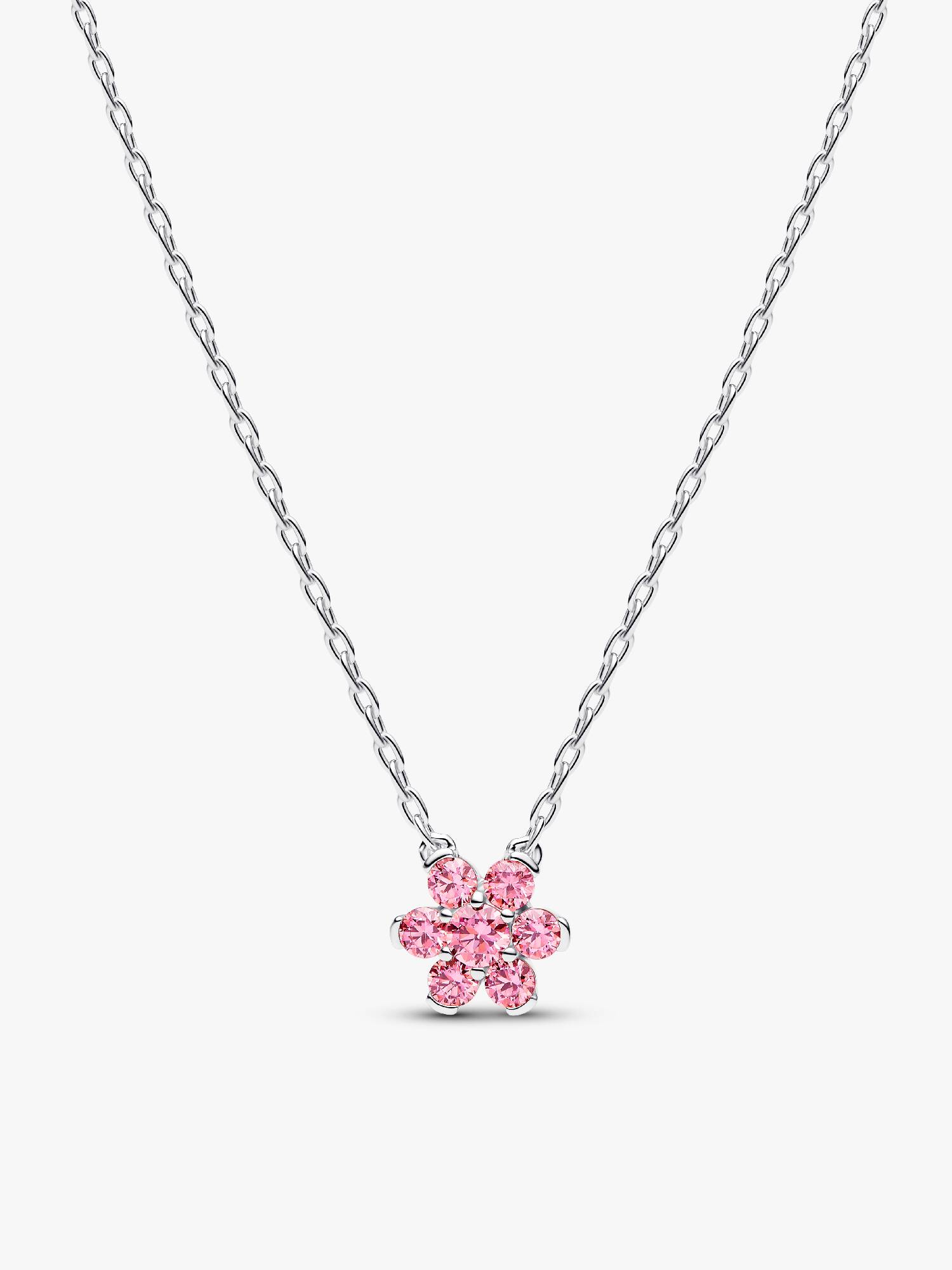 Collar con dije colgante Flor rosa brillante