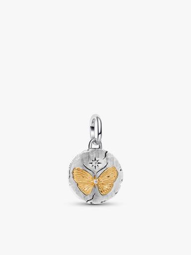 Dúo de Charms Medallón Mariposa y Rosa
