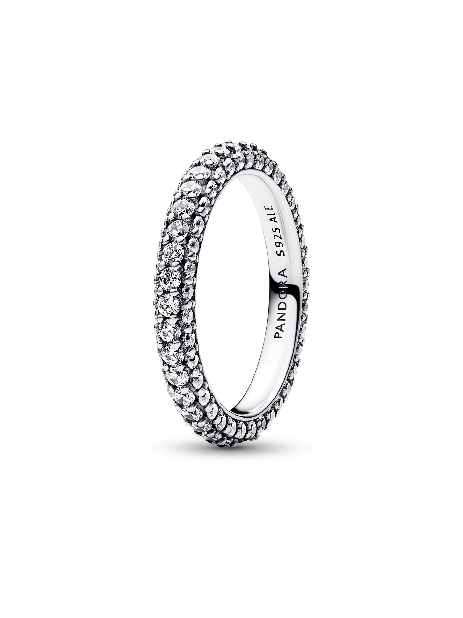 Anillo Fila en Pavé Plateado